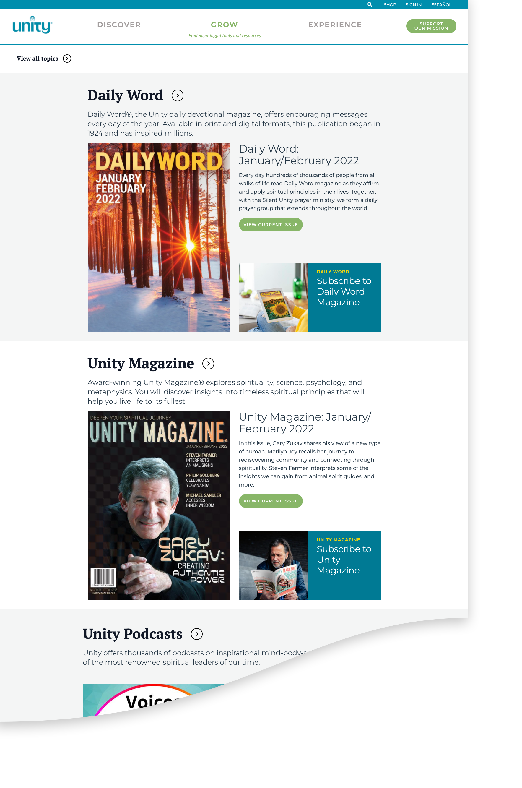 Unity Website Redesign Daily Word